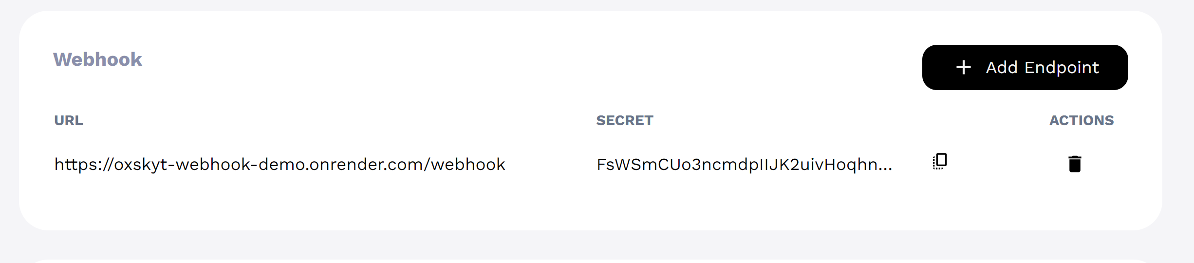 Webhook secret key using